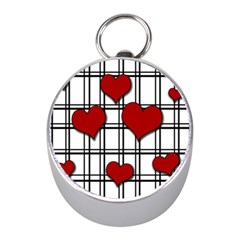 Hearts pattern Mini Silver Compasses