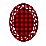 Red and black plaid pattern Oval Filigree Ornament (Two Sides) Front