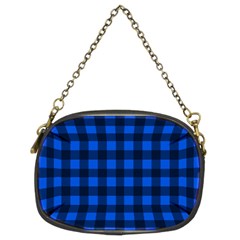 Blue And Black Plaid Pattern Chain Purses (two Sides)  by Valentinaart