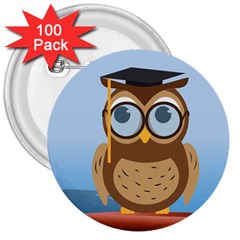 Read Owl Book Owl Glasses Read 3  Buttons (100 Pack)  by Nexatart