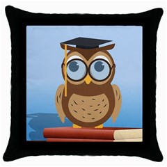 Read Owl Book Owl Glasses Read Throw Pillow Case (black)