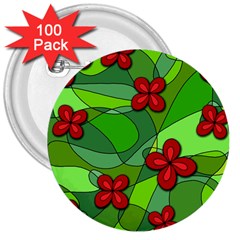 Flowers 3  Buttons (100 Pack)  by Valentinaart
