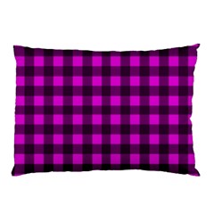 Magenta And Black Plaid Pattern Pillow Case by Valentinaart