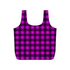 Magenta And Black Plaid Pattern Full Print Recycle Bags (s)  by Valentinaart