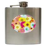 Floral Background Hip Flask (6 oz) Front