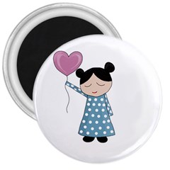 Valentines Day Girl 3  Magnets by Valentinaart