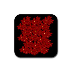 Red Bouquet  Rubber Square Coaster (4 Pack)  by Valentinaart