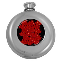 Red Bouquet  Round Hip Flask (5 Oz) by Valentinaart