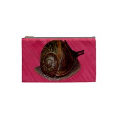 Snail Pink Background Cosmetic Bag (small)  by Nexatart