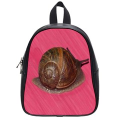 Snail Pink Background School Bags (small)  by Nexatart