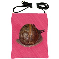 Snail Pink Background Shoulder Sling Bags by Nexatart