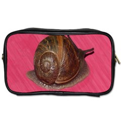 Snail Pink Background Toiletries Bags by Nexatart