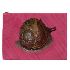 Snail Pink Background Cosmetic Bag (xxl)  by Nexatart
