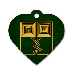 One Stroke Owl Dog Tag Heart (two Sides) by Nexatart