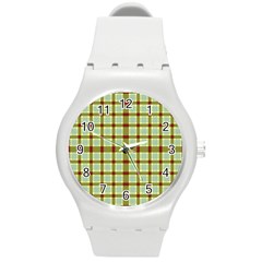 Geometric Tartan Pattern Square Round Plastic Sport Watch (m) by Nexatart