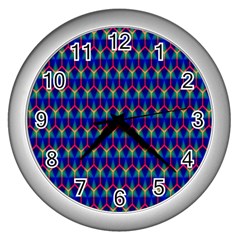 Honeycomb Fractal Art Wall Clocks (silver)  by Nexatart
