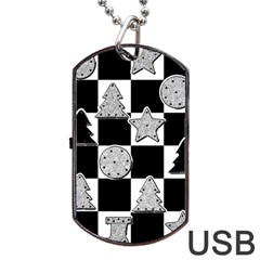 Xmas Checker Dog Tag Usb Flash (two Sides) by Nexatart