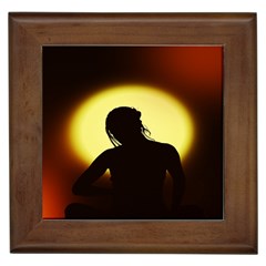 Silhouette Woman Meditation Framed Tiles by Nexatart