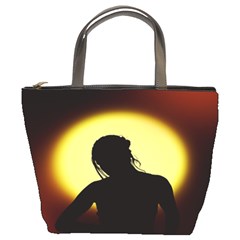 Silhouette Woman Meditation Bucket Bags by Nexatart