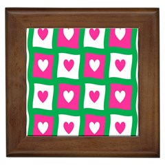 Pink Hearts Valentine Love Checks Framed Tiles by Nexatart