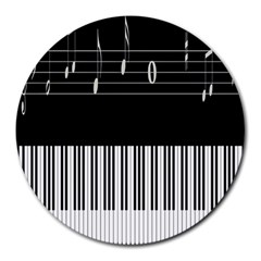 Piano Keyboard With Notes Vector Round Mousepads by Nexatart