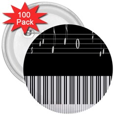 Piano Keyboard With Notes Vector 3  Buttons (100 Pack)  by Nexatart