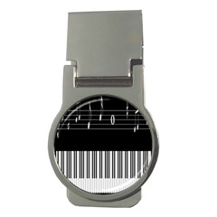 Piano Keyboard With Notes Vector Money Clips (round)  by Nexatart