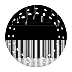 Piano Keyboard With Notes Vector Ornament (round Filigree)