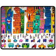 Painted Autos City Skyscrapers Double Sided Fleece Blanket (medium) 