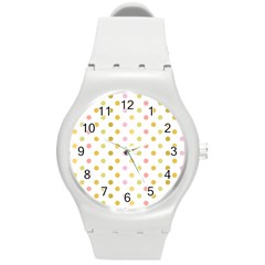 Polka Dots Retro Round Plastic Sport Watch (m) by Nexatart