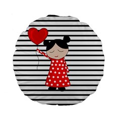 Valentines Day Girl 2 Standard 15  Premium Flano Round Cushions by Valentinaart