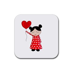 Girl In Love Rubber Coaster (square) 