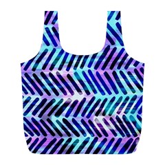 Blue Tribal Chevrons  Full Print Recycle Bags (l)  by KirstenStar