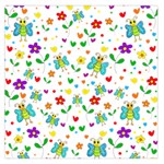 Cute butterflies and flowers pattern Large Satin Scarf (Square) Front