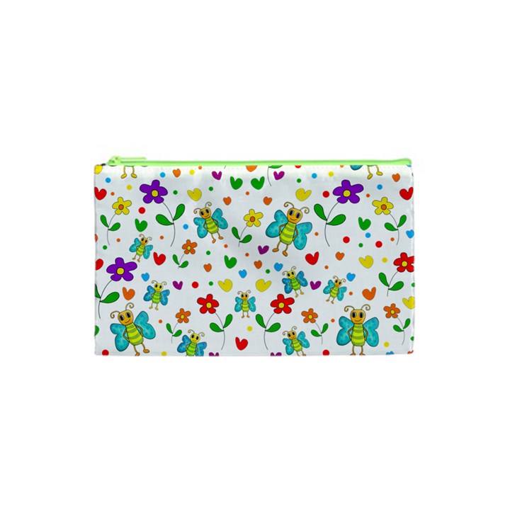 Cute butterflies and flowers pattern Cosmetic Bag (XS)