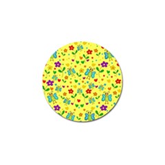 Cute Butterflies And Flowers - Yellow Golf Ball Marker (4 Pack) by Valentinaart