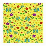 Cute butterflies and flowers - yellow Medium Glasses Cloth (2-Side) Front