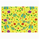 Cute butterflies and flowers - yellow Large Glasses Cloth (2-Side) Back
