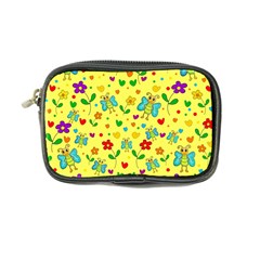 Cute Butterflies And Flowers - Yellow Coin Purse by Valentinaart