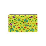 Cute butterflies and flowers - yellow Cosmetic Bag (Small)  Front