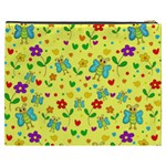 Cute butterflies and flowers - yellow Cosmetic Bag (XXXL)  Back