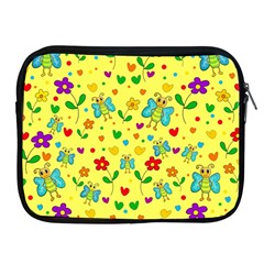 Cute Butterflies And Flowers - Yellow Apple Ipad 2/3/4 Zipper Cases by Valentinaart