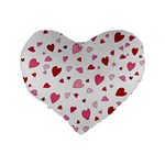 Valentine s day hearts Standard 16  Premium Flano Heart Shape Cushions Back