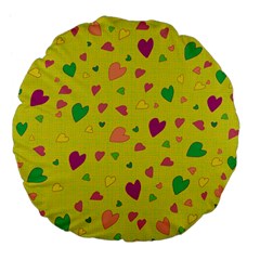 Colorful Hearts Large 18  Premium Flano Round Cushions by Valentinaart