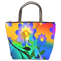 Abstract Flowers Bird Artwork Bucket Bags