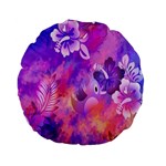 Abstract Flowers Bird Artwork Standard 15  Premium Flano Round Cushions Back