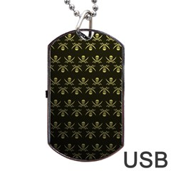 Abstract Skulls Death Pattern Dog Tag Usb Flash (two Sides) by Nexatart