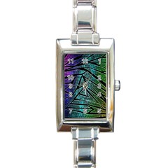 Abstract Background Rainbow Metal Rectangle Italian Charm Watch