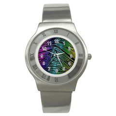 Abstract Background Rainbow Metal Stainless Steel Watch