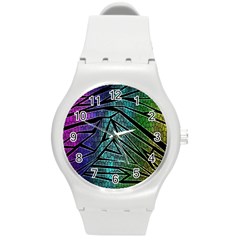 Abstract Background Rainbow Metal Round Plastic Sport Watch (M)